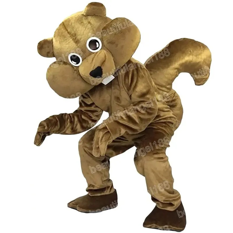 Halloween Brown Squirrel Mascot Costumes Högkvalitativ tecknad temakaraktär Karnival Vuxna storlek Dräkt Julfestdräkt för män för män kvinnor