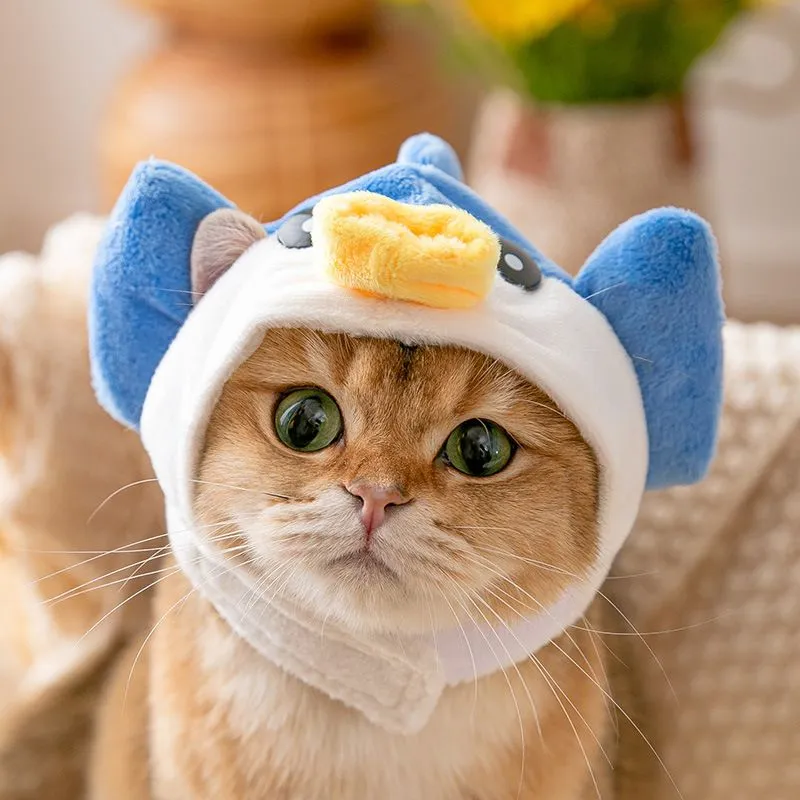 Cute Pet Headwear Cartoon Cat Headgear Soft Pet Hat Funny Dog Disguise Headdress Cross-dressing Party Selling Pet Supplies