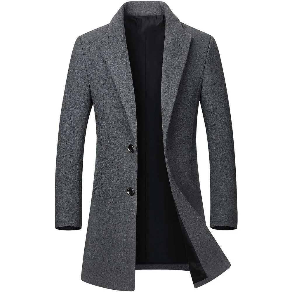 Manteau d'hiver pour hommes, coupe-vent en laine mélangée, décontracté, simple boutonnage, longueur moyenne, haut à pois, nord 21K1W