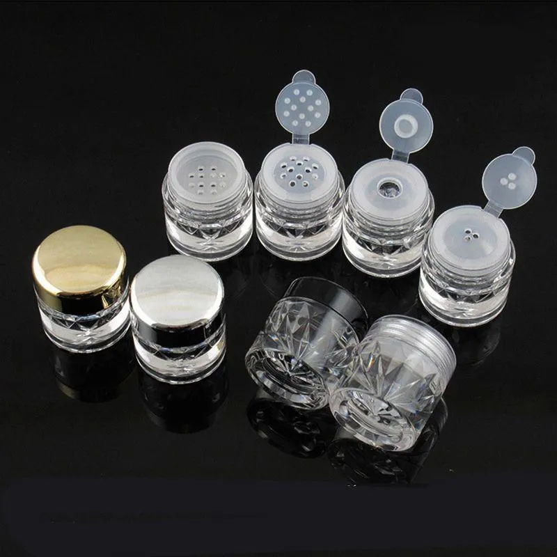 5G Mini diamant forme bouteille de poudre libre poudre vide cas voyage cosmétique paillettes poudre ombre à paupières boîte pots bouteilles avec tamis et Ljvj