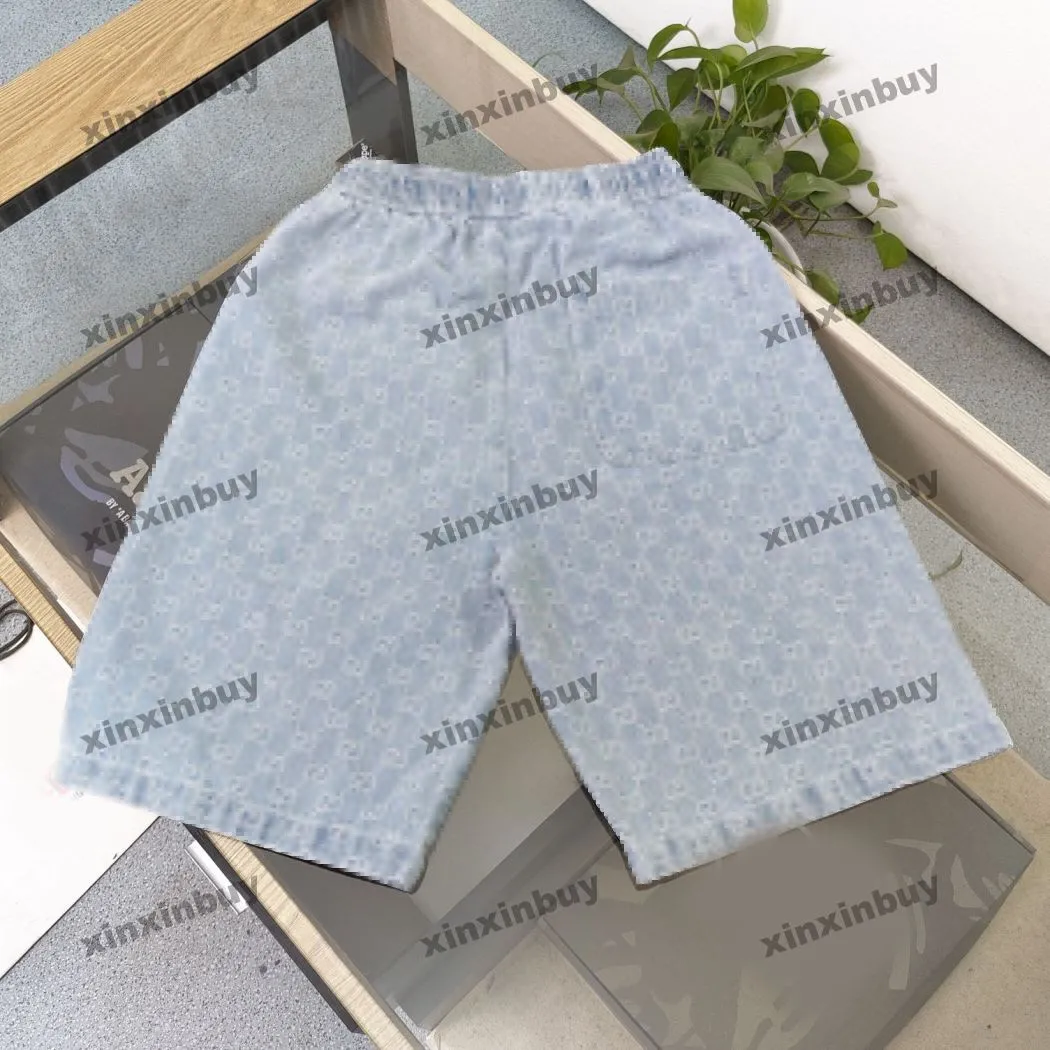 Xinxinbuy Men Women DesignerShortsパンツダブルレターJacquard Fabric Denim Cotton Spring Summer Brown Blue M-2xl