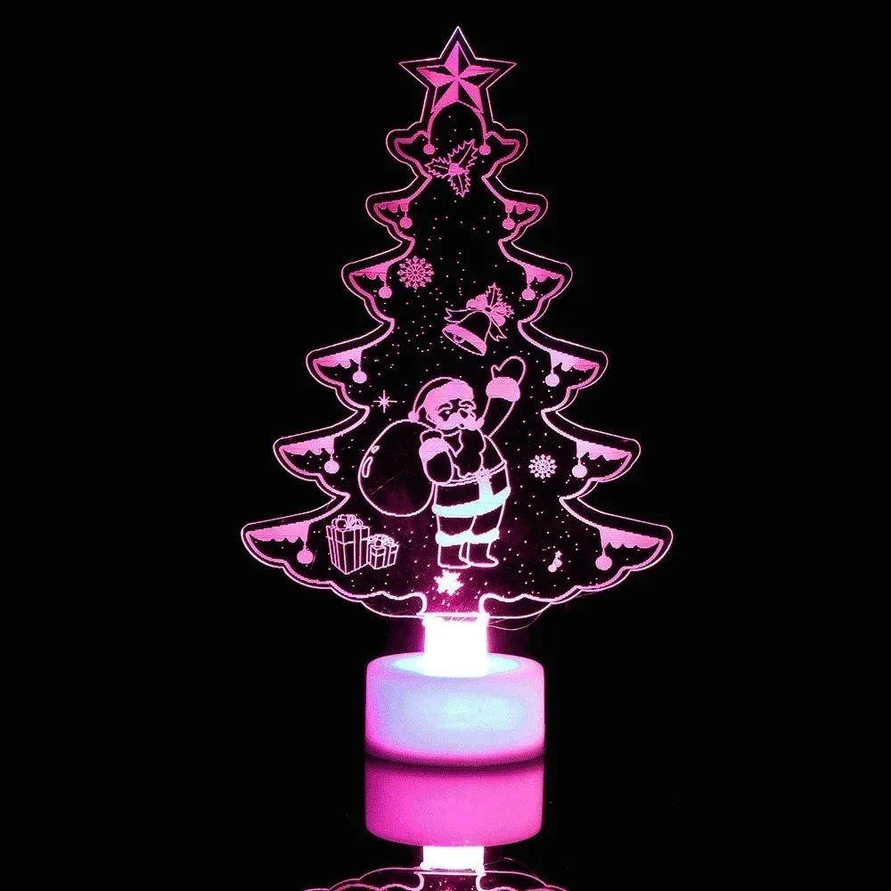 Christmas Decorations 1PC Merry Christmas LED Color Changing Mini Xmas Tree Home Table Party Decor Charm Santa Claus Decorations 231127