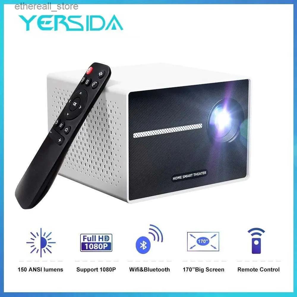 Projectors Yersida YG290 Mini Projector Android 9.0 System WiFi Projector Bluetooth 720p Full HD Projectors Support 4K för telefondator Q231128