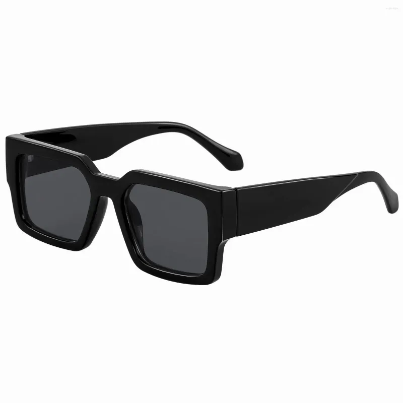 Solglasögon retro tjock rektangel chunky kvinnor män trendiga smala fyrkantiga svarta tortie ram mode 90 -talet glasögon