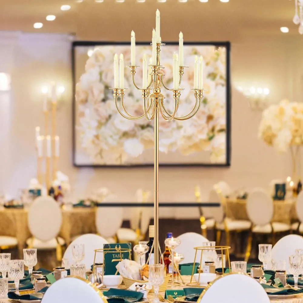 Gold 13 Arm Floor Candelabra Wedding Centerpieces For Tables