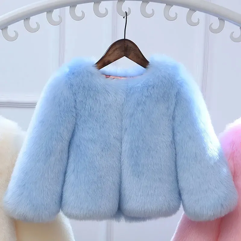 Manteau en duvet pour filles, fausse fourrure, couleur unie, tempérament, mode enfants, bébé princesse, vestes rembourrées pour enfants, V29, 2023, 231128