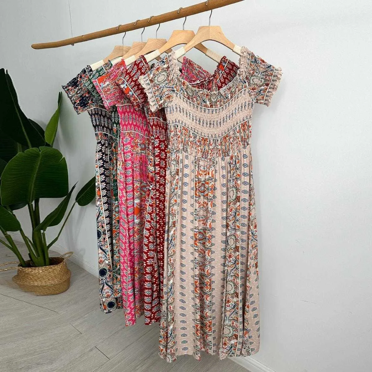 Dress Summer Off Shoulder Bohemian Split Expansion Casual Dresses Skirt