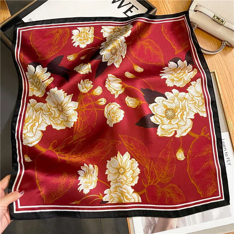 Scarves Small Hair Ribbon Luxury Brand Handkerchiefs Design Square 100 Real Silk Scarf Women Headband Neckerchief Female Bandana 2022 J230428