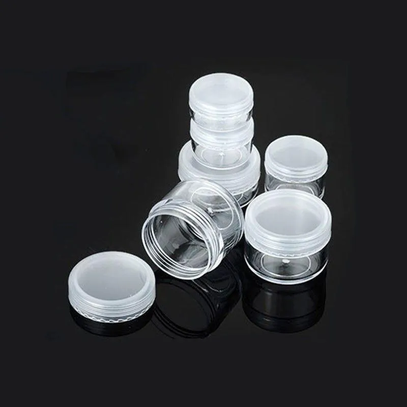 3 5 8 10 15 20 ML Clear Plastic Jar With PE Cap Cosmetic Cream Pot Container Makeup Eye Shadow Nails Powder Jewelry Bottle Rwukg