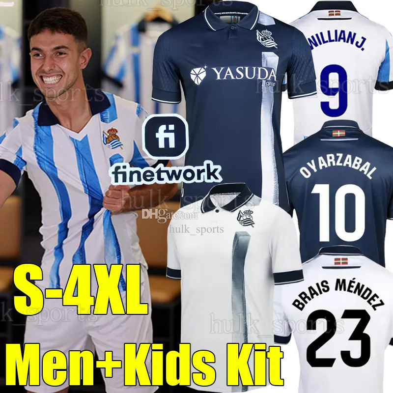 4XL Real Sociedad 2023 2024 Camisas de futebol OYARZABAL X PRIETO PORTU DAVID SILVA Camisa de futebol TOMAR 23/24 Carlos Fernandez camiseta de futbol Homens kit infantil Equipamento