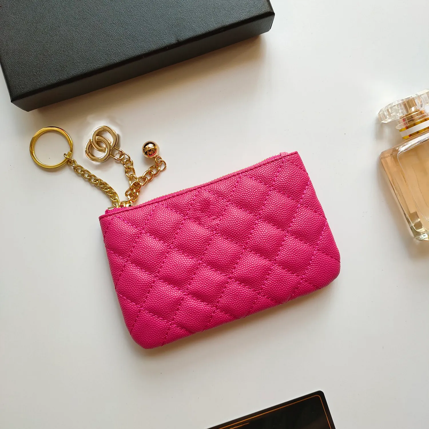 チェーンコインポケットの財布デザイナーの女性ハンドバッグホワイトパースカードホルダーウォレット女性用の高品質の本革のオフィスバッグ