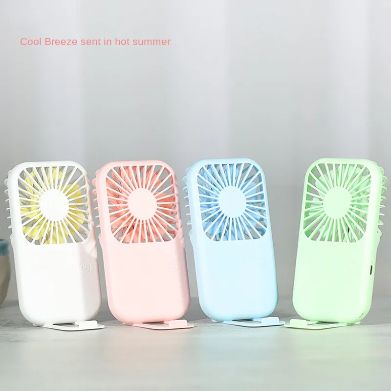 Mini ventilateur de poche Portable USB, ventilateur sur pied, Rechargeable, dessin animé, régulation de la vitesse du vent à trois vitesses