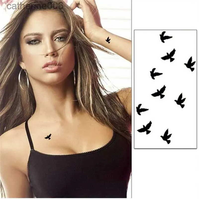 Tattoos Colored Drawing Stickers ATOMUS 10cm Wrist Temporary Tattoo Stickers Temporary Body Art Waterproof Small Birds Fly Tattoo Pattern Tattoos StickerL231128