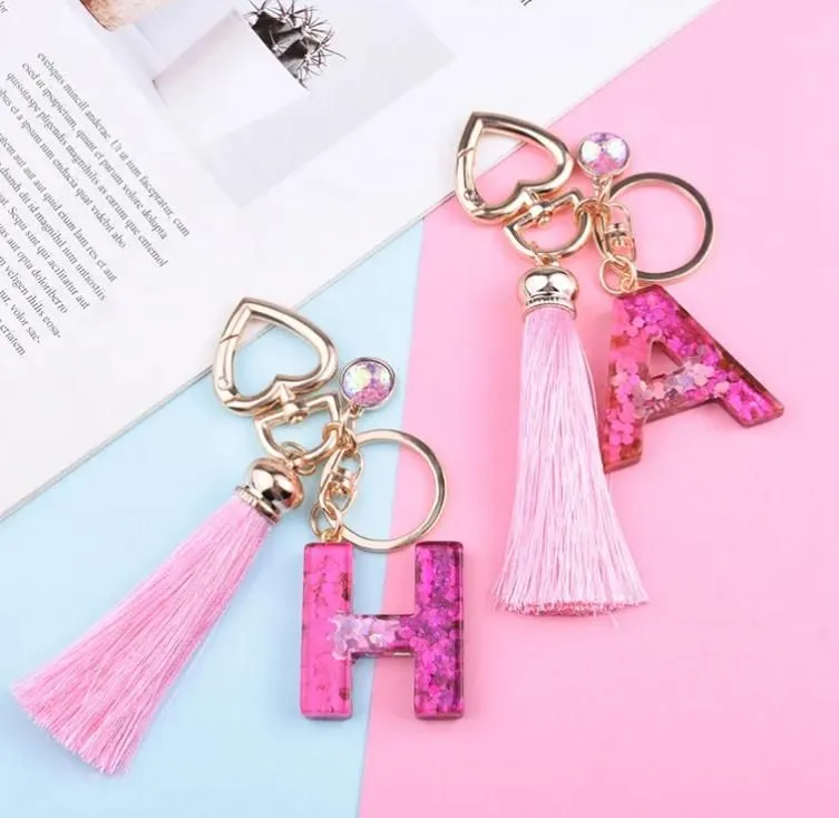 Mode lettre initiale porte-clés gland acrylique porte-clés A-Z lettre porte-clés charme sac Couple sac cadeau DF131