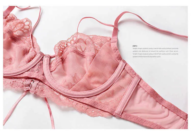 Bras Sets Wriufred Underwear Ultra Thin Sexy Cute Pink Love Mesh Lace Girl  Bra Set Gauze Loli Temptation Lingerie With Panties Suit From Seein, $34.11