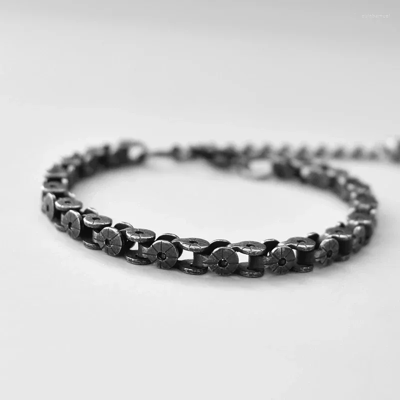 Link pulseiras padrão exclusivo design corrente para homens sobreposição intertravada curb aço inoxidável punk jóias masculinas