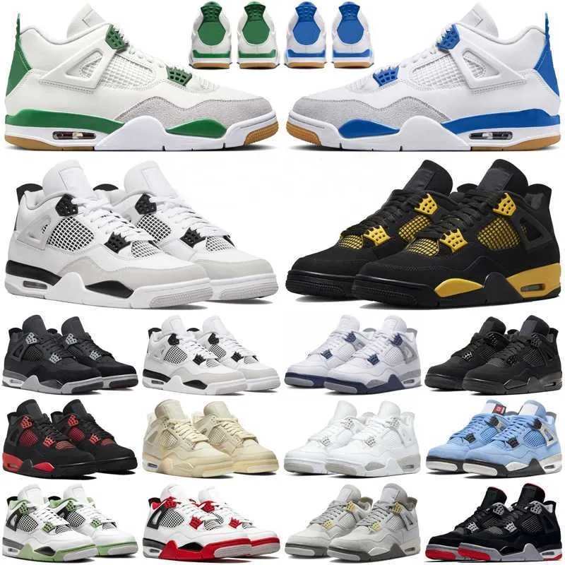 Big Size 13 Scarpe da basket uomini Donne 4s Pine Green Jumpman 4 Black Cat Black Milita