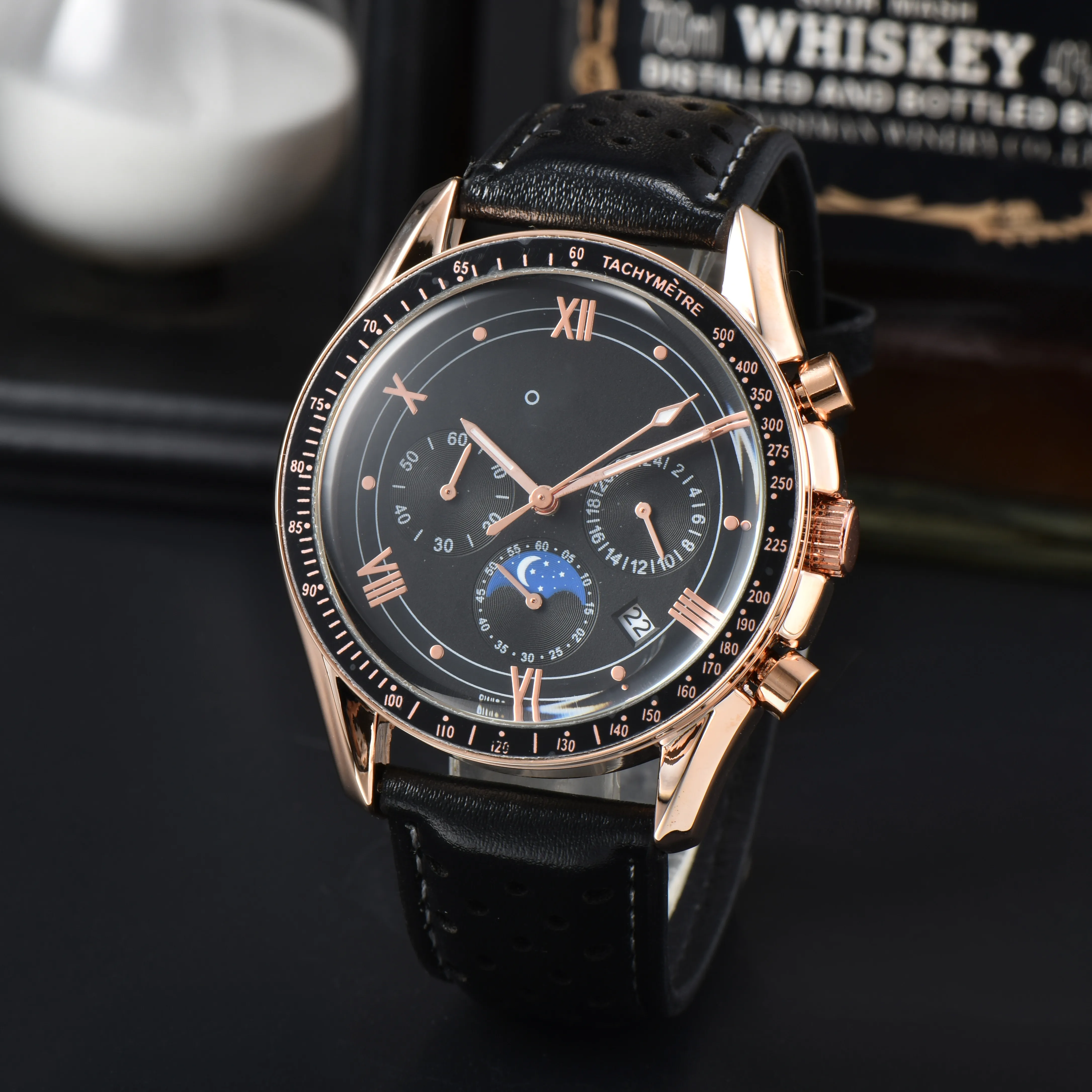 New men's watch Luxury watch Fashion black dial with calendar bracelet folding buckle advanced mechanical mechanical men's watch