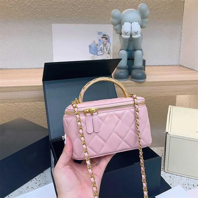 Torby wieczorowe Designer kosmetyki makijaż Diamentowa torebka kratowa Kobiety tkany uchwyt ze złotym wkładem na ramię Crossbody Modna Moda Black Box 231010