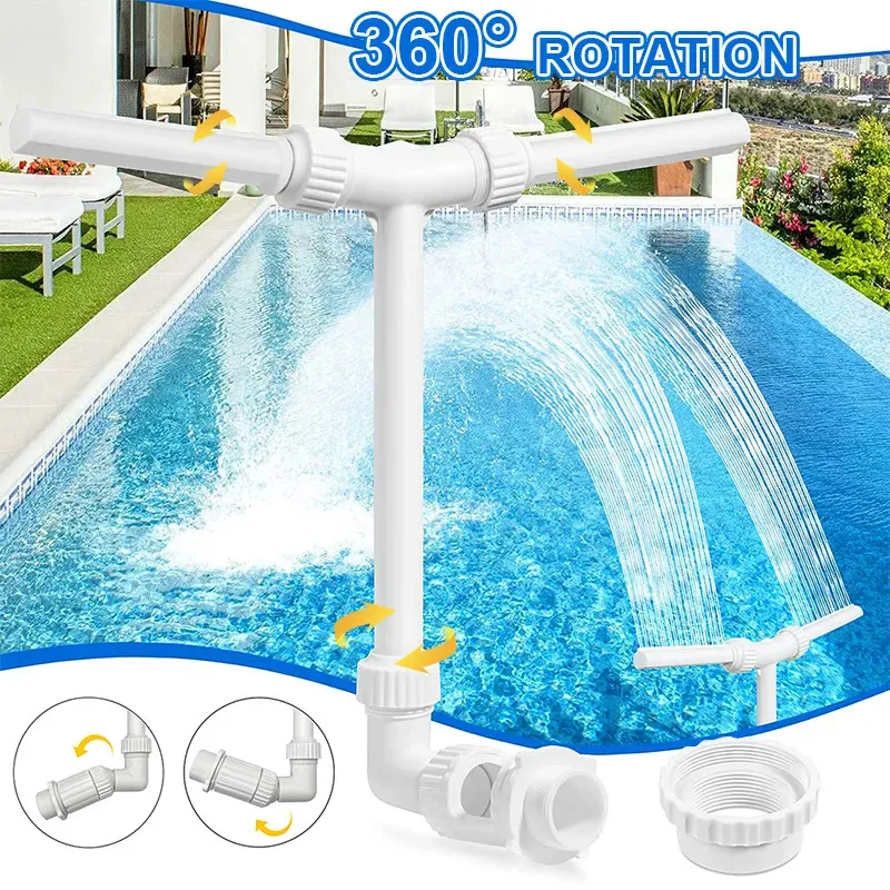 Fontaine De Piscine à Double Jet – Cascade Réglable, Hauteur Variable, Pour Piscines Hors Sol Et Enterrées