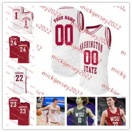 Rueben Chinyelu  State Cougars Basketball Jersey 45 Oscar Cluff 10 Parker Gerrits 13 Isaac Jones 34 AJ LaBeau WSU Jerseys Custom Stitched Mens Youth