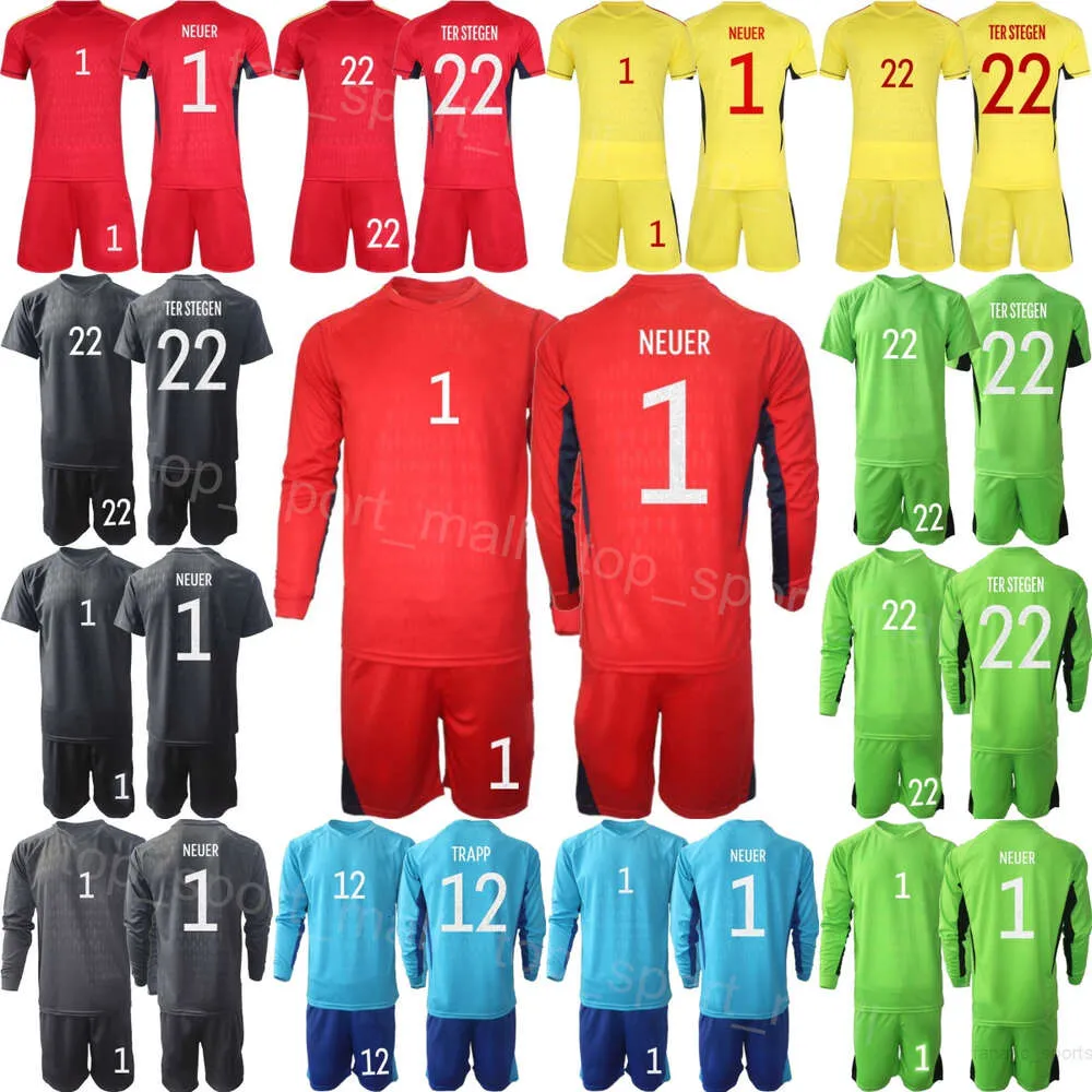 Équipe nationale 23 24 Gardien de but d'Allemagne 1 Manuel Neuer Jerseys Ensemble de football Hommes Enfants Manches longues Kevin Trapp Marc-Andre Ter Stegen Oliver Kahn Ulreich Maillot de football