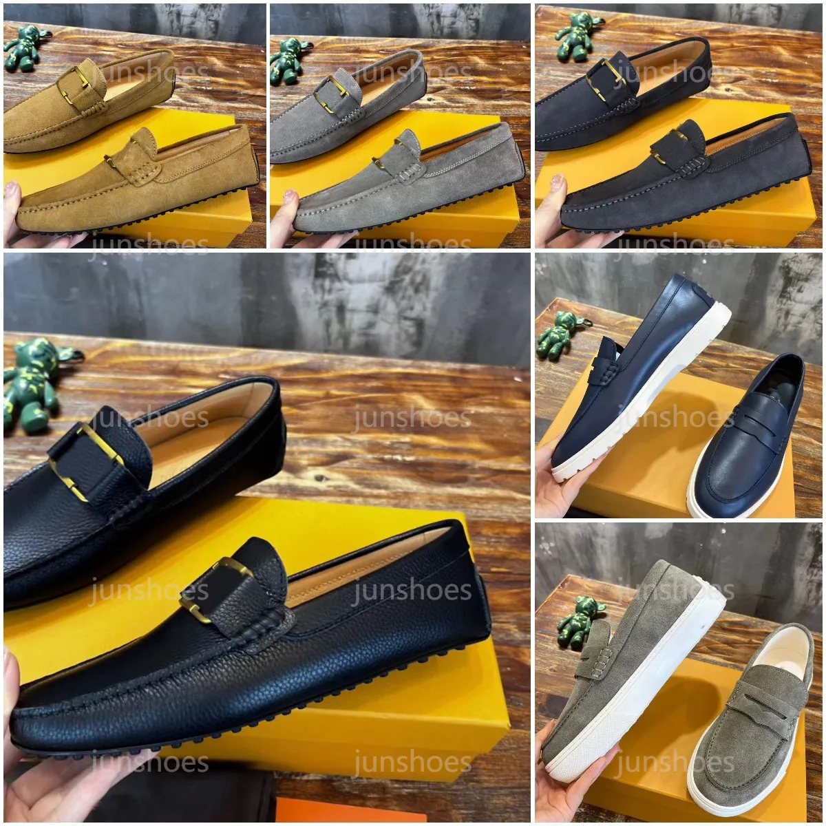 Tod Hommes Gomino mocassins Designer Casual Slip-Ons Suède 1T T Mocassins intemporels de luxe en cuir de veau Nubuck Plate-forme Doudou chaussures Taille 39-45