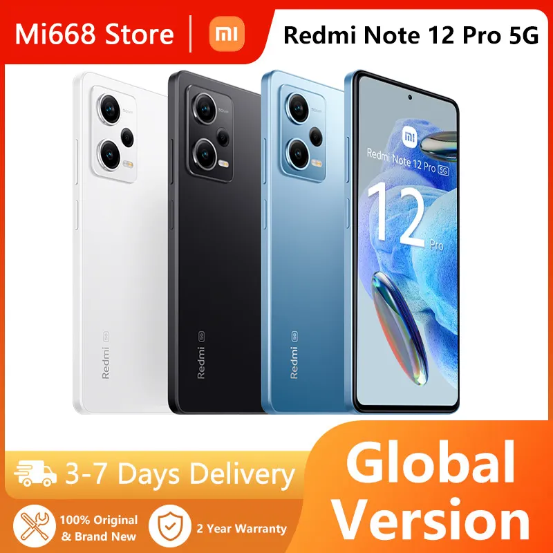 Global Version Xiaomi Redmi Note 12 Pro 5g Smartphone NFC 6.67 Inch 120hz AMOLED Screen MTK1080 67w Turbo Charge 5000mAh