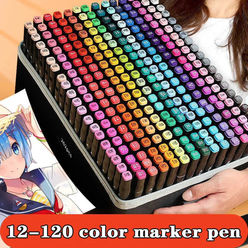 12PCSWATERCOLOR PENS 12-120 KOLOROWY MARKER TLE, podwójny zestaw na głowę Art Paint Manga pędzel dla dziewcząt Dziewczęce Bieg School School Difts Prezent P230427