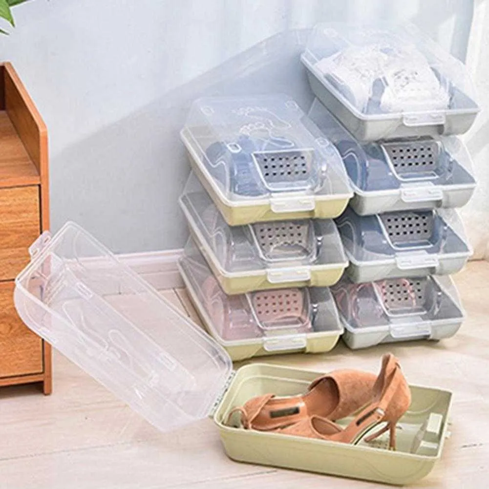 s Organizer Thickened Load Bearing Storage Bins Drop-proof Clear Plastic Stackable Shoe Boxes For Dorm W0428