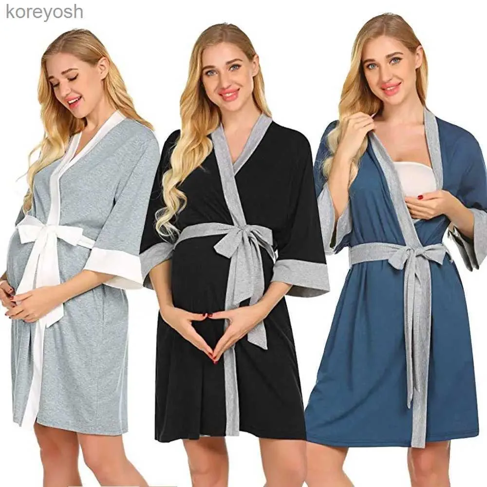 Mutterschaft Tops Tees Mutterschaft Robe Schwangere Frauen Pflege Nachtwäsche Pyjama Nachtwäsche Ropa Mujer Winter-embarazada PremamaL231128