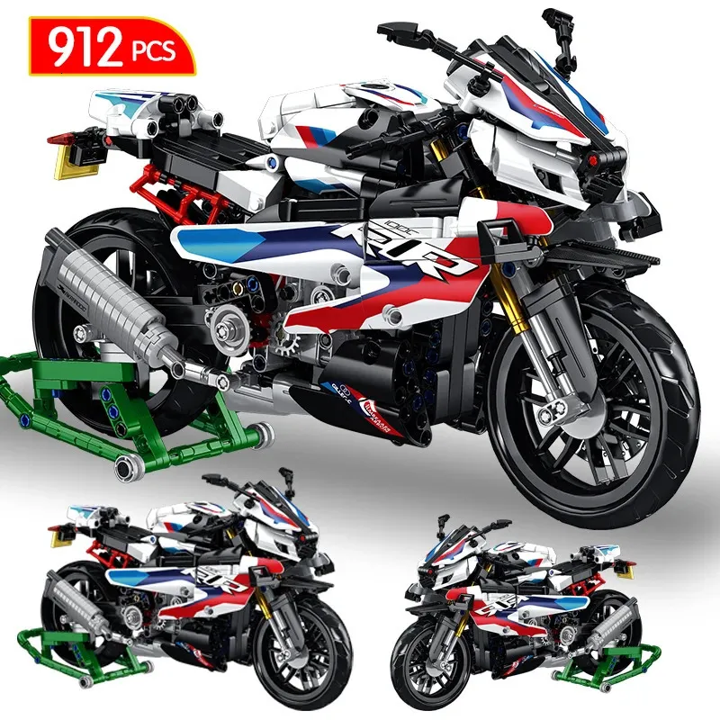 Christmas Toy Supplies 912pcs City Technical Motorcycle Moto Car Model Building Blocks Racing Motobike Vehicles Bricks DIY Toys for Children Gifts 231128