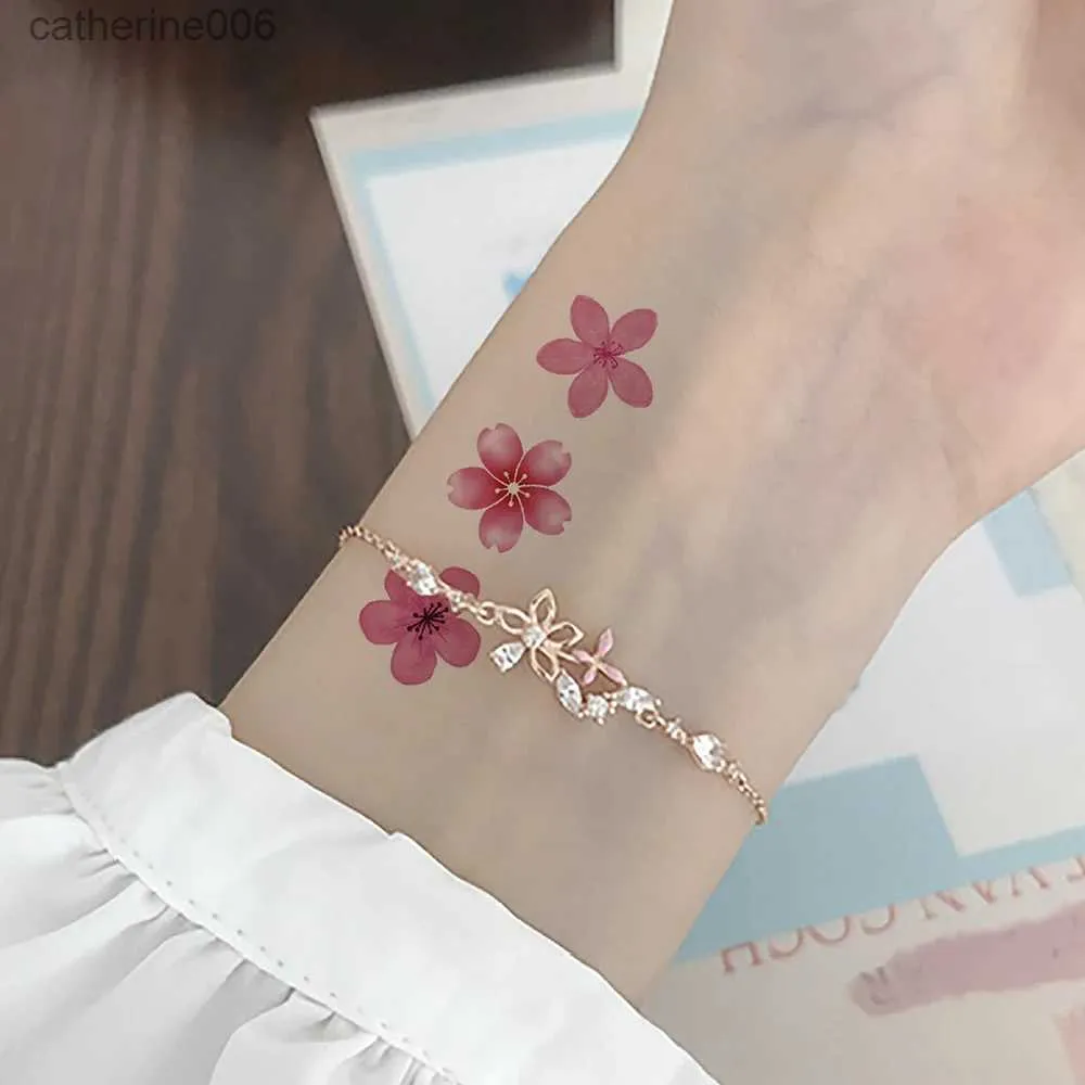 Tattoos Colored Drawing Stickers 30Pcs Flowers Fake Sakura Tattoo Stickers Chest Taty Waterproof temporary Tatto Brid Cherry Blossom For Women Tattoo Body makeupL