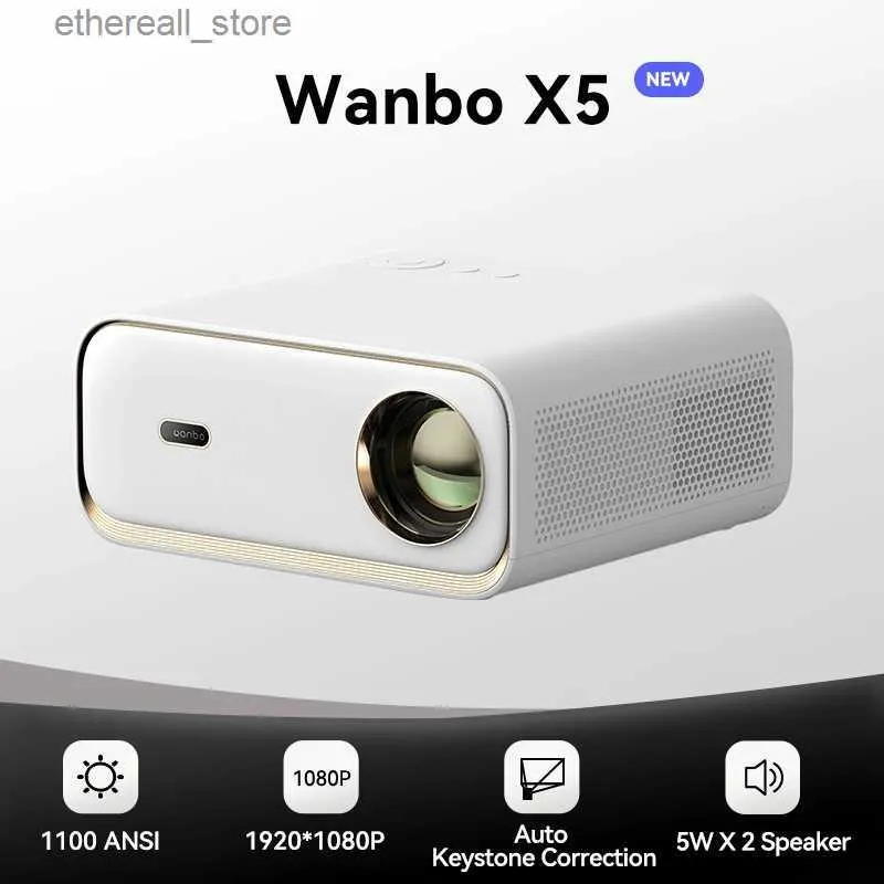 Проекторы Проектор Wanbo X5 4K 1080P 20000 люмен 1100ANSI Android 9.0 двухдиапазонный проектор Wi-Fi 6 проектор для офиса, домашнего кинотеатра проектор Q231128