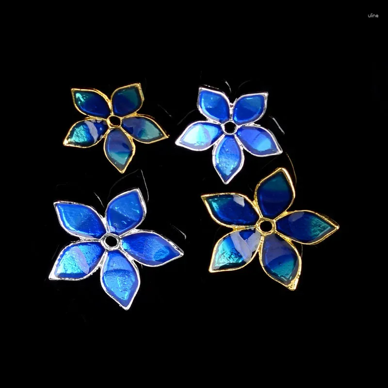 Pendenti e ciondoli Fascino Del Fiore Ciondolo Goccia di Olio In Lega Per Matrimonio FAI DA TE 10 pz 23/30mm Oro/argento Colore Materiale Smalto Blu Zinco Classico