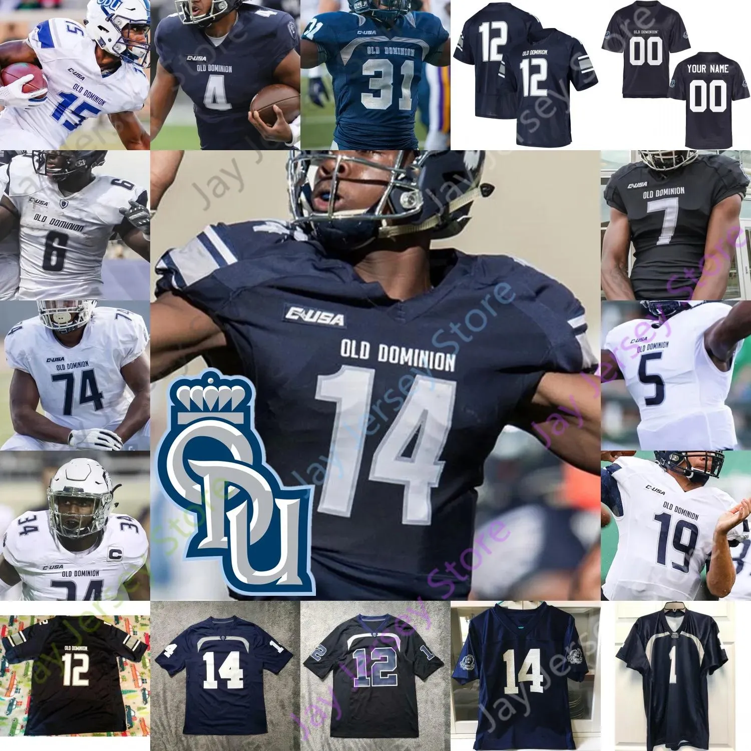 Old Dominion ODU Monarchs Football Jersey NCAA College Stone Smartt Hayden Wolff Messiah deWeaver Kesean Strong Lala Davis Moore Fulgham