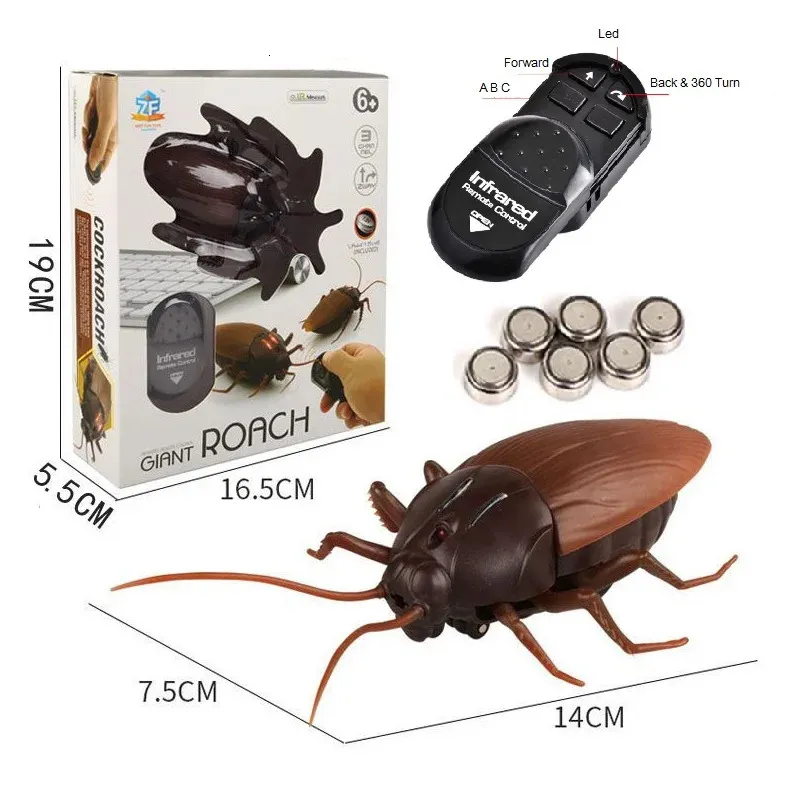 Electric RC Animals Trick Electric Cockroach PET RC Simulation Spider Robote Remote Control Ant Toy Halloween Xmas Mini Gift for Adult Prank Insect 231128