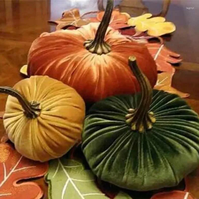 Fleurs décoratives 1 pièces automne citrouilles artificielles faux velours Halloween citrouille ornement couleur assortie petite mousse décor de table fait à la main