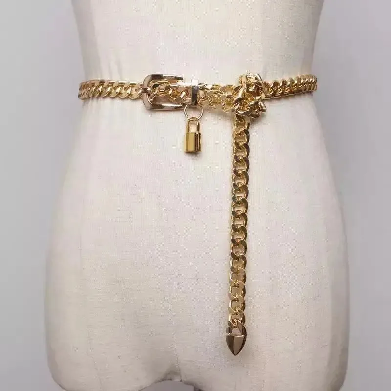 Other Versatile Gothic Gold Chain Ladies Belt Cuban Punk Silver Metal  Corset Belt Long Skirt Belt Metal Lock Pendant Ceinture 231128 From 10,19 €