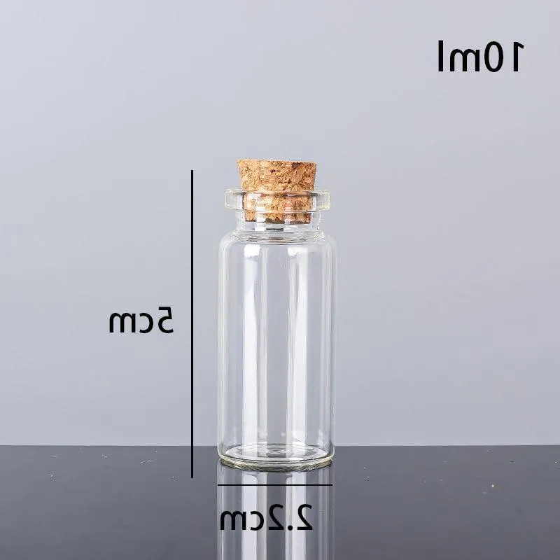 10ML 22X50X125MM petites Mini bouteilles en verre transparent pots avec bouchons en liège/Message mariages souhait bijoux faveurs de fête Tcppo