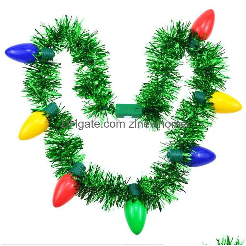 Weihnachten Lametta Lichter Girlande Halsketten Colorf Led Bbs Silvester Party Favor Supplies Zubehör Für Kinder Adts Frauen Weihnachten Feiertage Dhoge