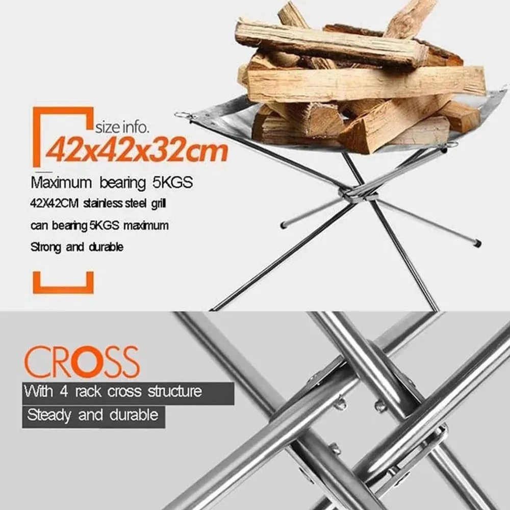 Mini poêle à bois extérieur Portable Camping Pique-Barbecue Voyage Pliant Poêle à bois en acier inoxydable Cuisson au charbon de bois | FR Mini poêle à bois extérieur Portable Camping Pique-Barbecue Voyage Pliant Poêle à bois en acier inoxydable Cuisson au charbon de bois | FR