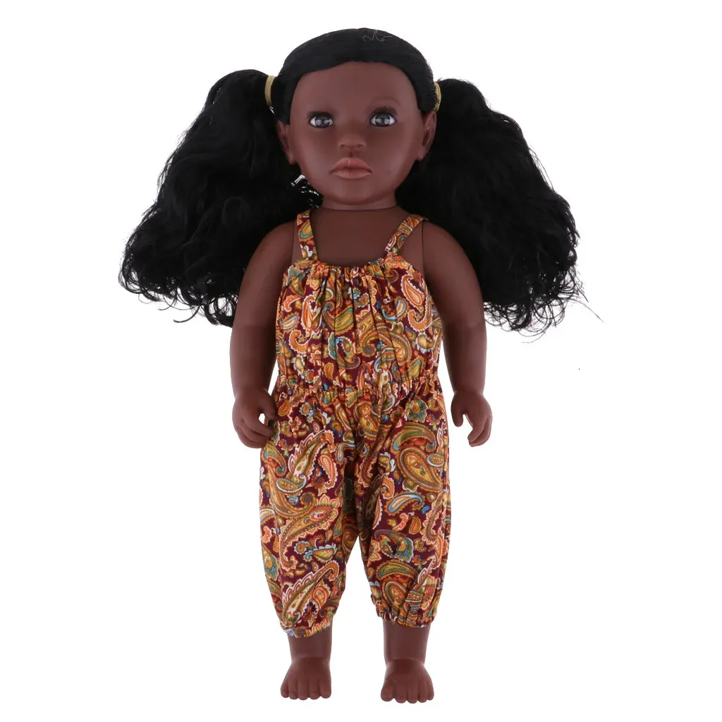 43cm Real Life Vinyl Baby Doll African Newborn Baby Girl Doll Kids Gift Toy