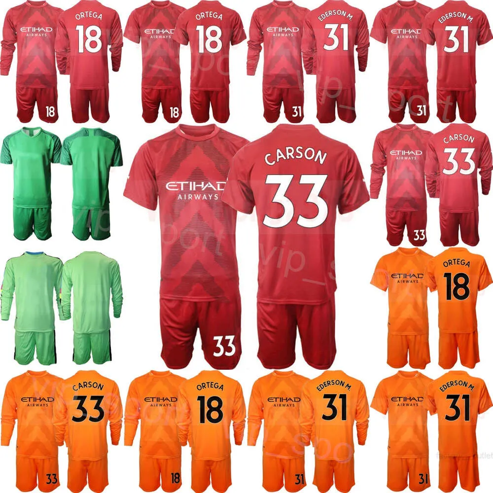 Drużyna klubowa 22/23 Man Soccer GK Joe Hart Jerseys Set Bramkarz Long Sleeve 31 Ederson Moraes 18 Stefan Ortega 1 Claudio Bravo Football Cirt Kits Bramkarz Mancheng