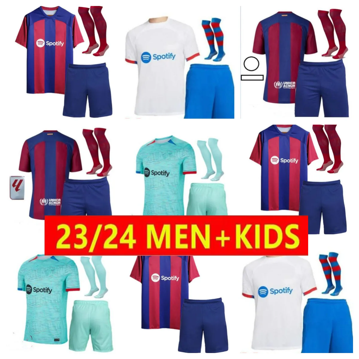 23 24 Soccer Jersey Barca Lewandowski FC Ferran Camiseta de Futbol Auba Barca Joao Cancelo 2023 2024 Fotboll Joao Felix Barcelona Kits Män och barn