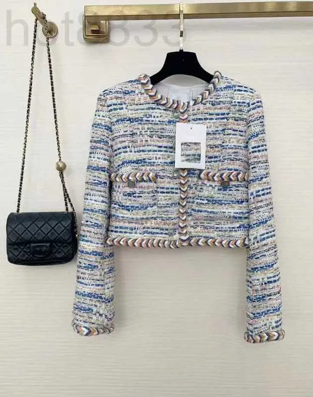 Jaquetas femininas designer nova marca jaqueta moda high-end outono inverno metal corrente tweed casaco lazer primavera casacos cardigan aniversário presente do dia dos namorados