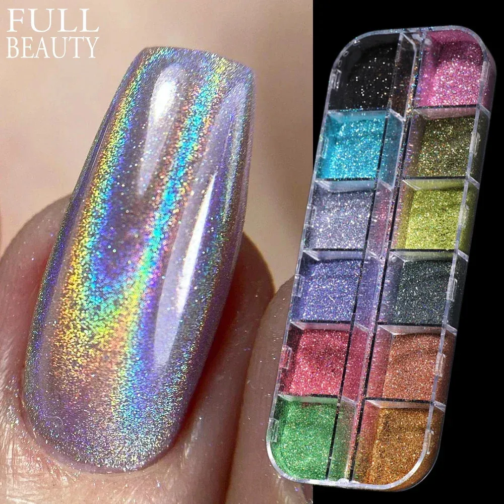 Polveri acriliche Liquidi Polvere olografica Set Holo Silver Rub Dust Nero Rosa Cromo Polvere glitter per unghie Pigmento laser per unghie Manicure fai da te CHI3601 231128