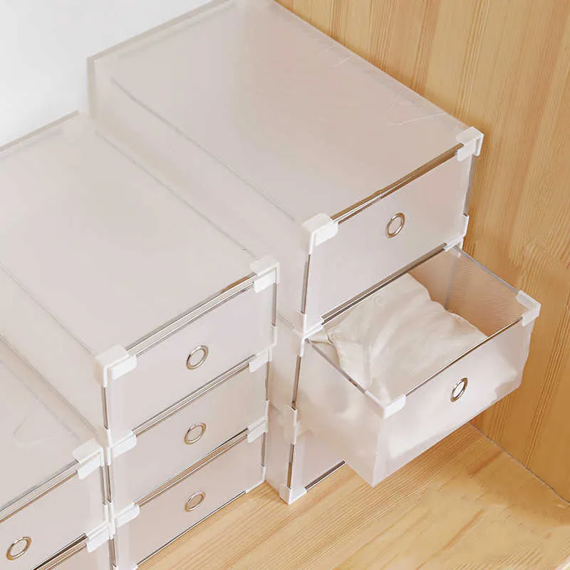 es Bins Drawer Storage Set Transparent Closet Organizer Box Home Plastic Foldable Case Staubdichtes Regal Stack Shoebox W0428