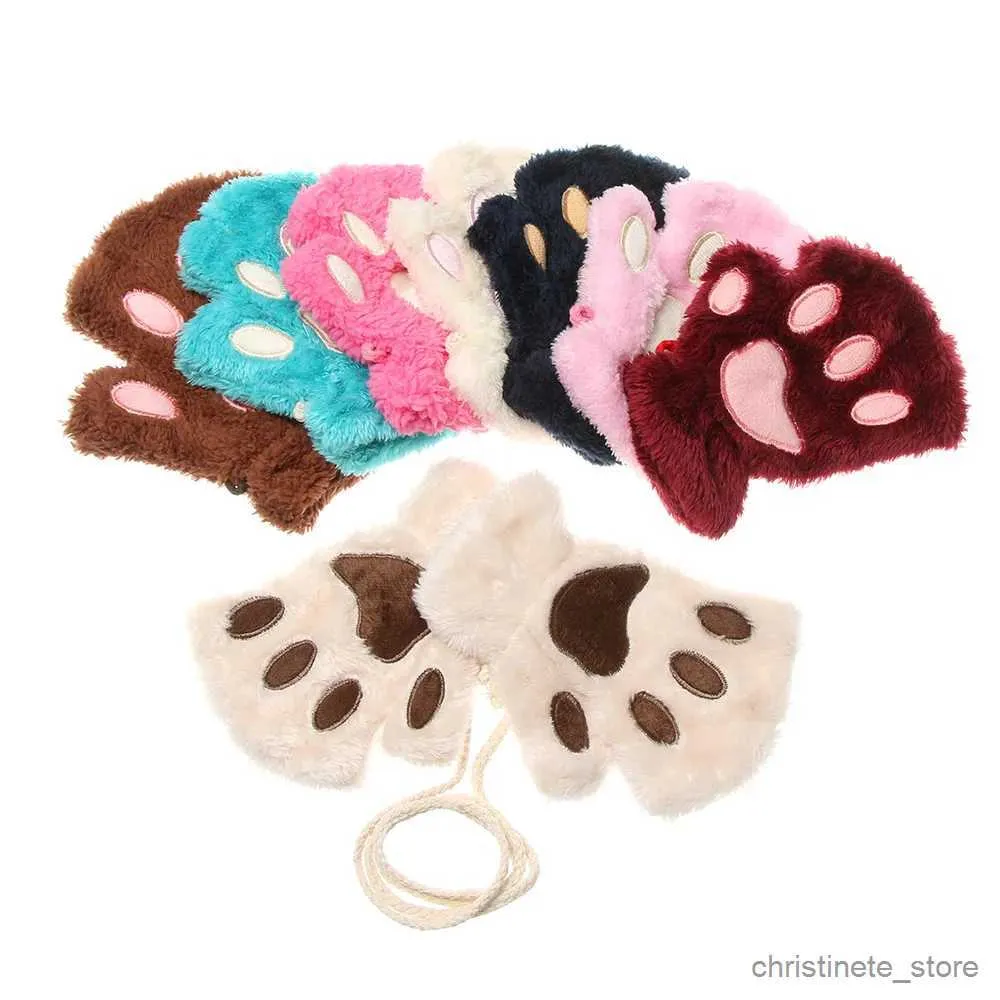 Mitaines pour enfants 1 paire de gants d'hiver moelleux pour enfants mignons mitaines en peluche chaudes sans doigts mode gants chauds pour filles couleurs R231128