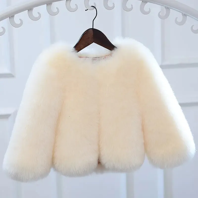 Jackets Children Clothing Autumn Winter Faux Fur Coat Thickened Korean Style Boys and Girls Casual Solid Clothes for 231128